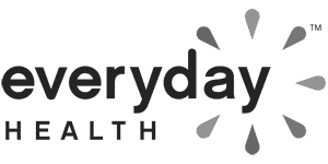 Logo of "everyday HEALTH" with "everyday" in lowercase, followed by a burst of teardrop shapes in a circle to the right, resembling a sunburst. Below "everyday," smaller uppercase letters spell "HEALTH," embodying the essence of pain management NYC and physical therapy NYC expertise.