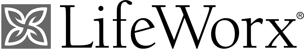 Logo featuring the word "LifeWorx" in black text, complemented by a blue square to the left with a white, stylized flower or star-like design. Perfectly embodies the vitality and rejuvenation found in physical therapy NYC practices.