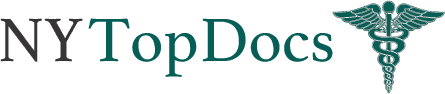 Logo for "NY Top Docs" with a caduceus symbol to the right, encapsulating excellence in pain management NYC.